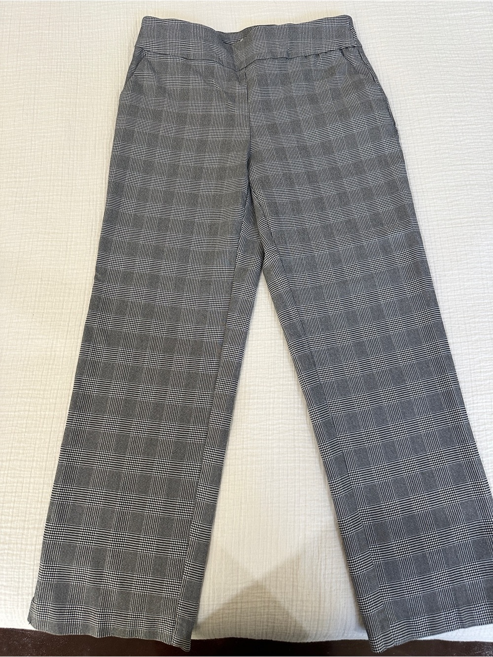 Cato Black and Gray Glen Plaid Straight-Leg Trousers